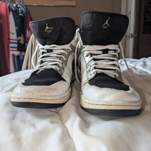 Air Jordan 1s - white, black, silver - size 12
